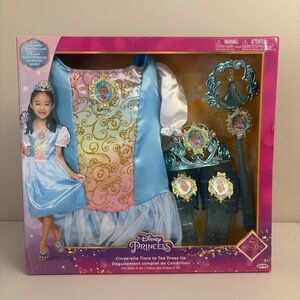 Disney Princess Cinderella Tiara to Toe Dress Up Set Fits Size 4 to 6x New